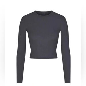 Skims Soft Lounge Rib Long Sleeve Crop Top